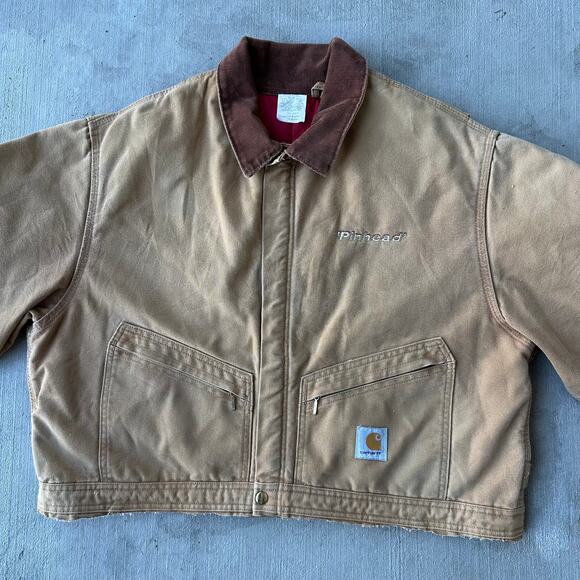 Vintage Y2K Carhartt brown cropped Detroit style work wear jacket - Picture 3 of 10
